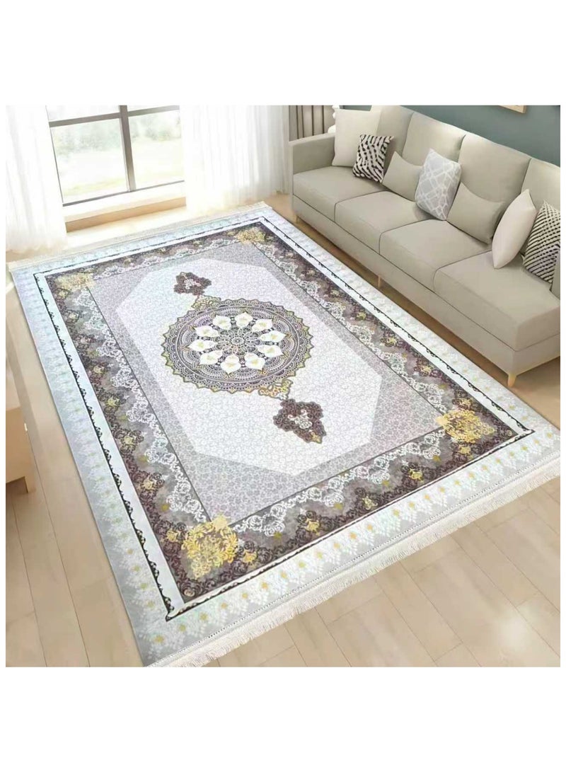 SMART HOME Large padded floor mat with a soft velvet surface and non-slip backing - Living room rug - Majlis rug - Lounge rug - Luxurious decorative rug - Elegant rug with modern patterns for living rooms and majlis - Size 400x300cm - Suitable for everyday use and entertaining - Image 2